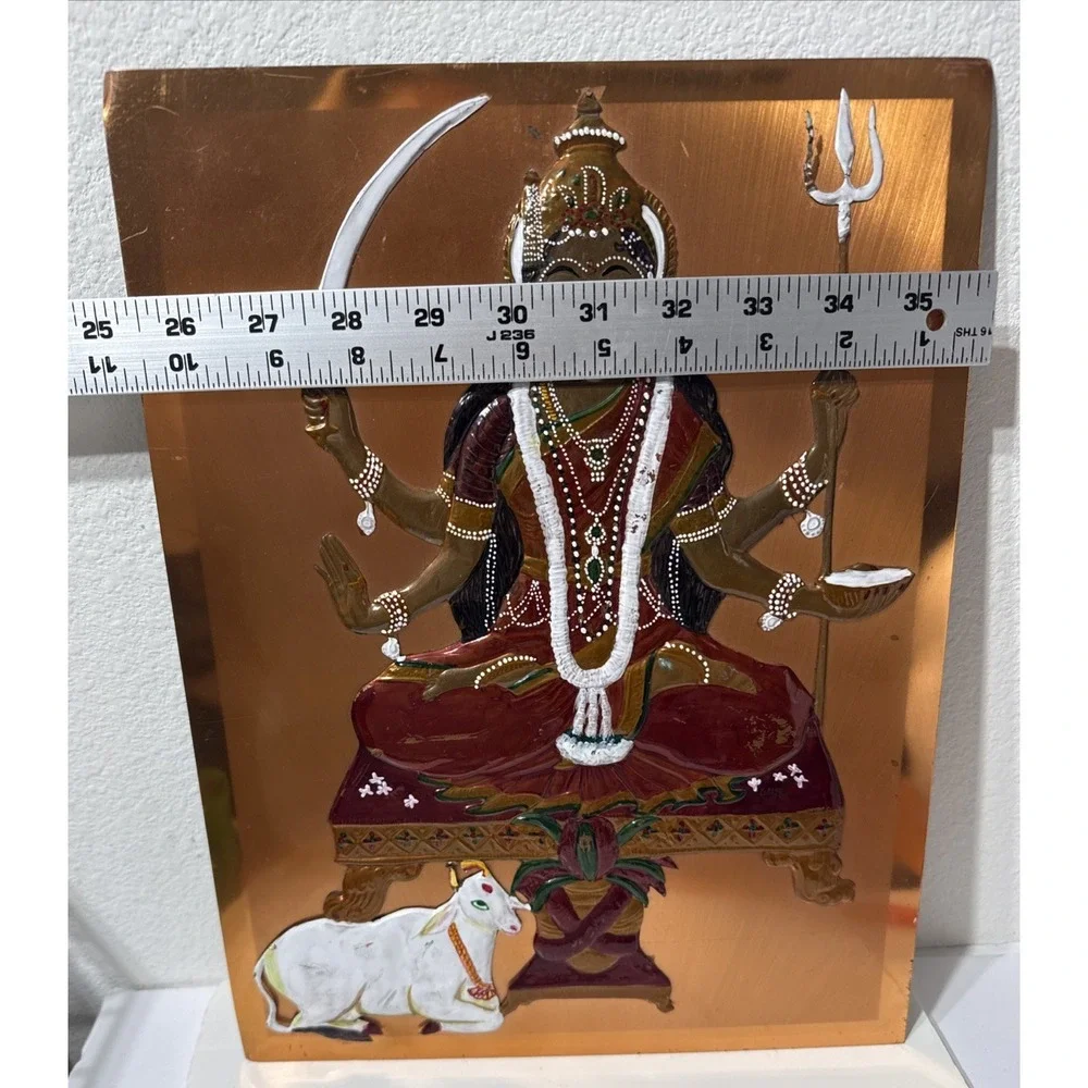 LitSantoshi Mata Hindu Goddess Mother Of Satisfaction Copper 3D Wall Art Painted